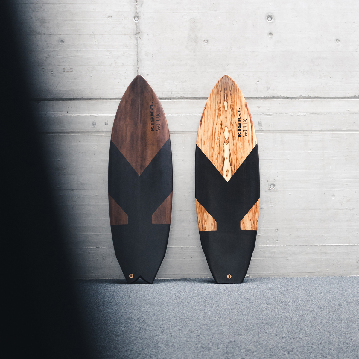 Two KISKA x Wuux surfboards in square crop