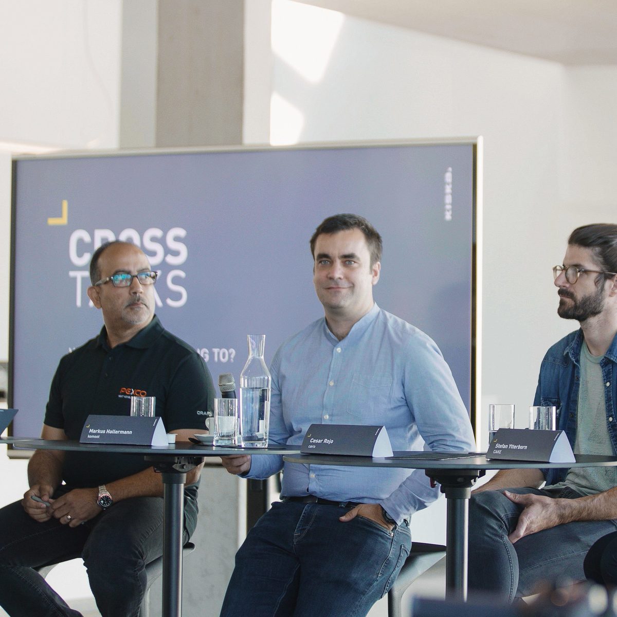 PEXCO's Felix Puello, Komoot co-founding CEO Markus Hallermann and founder of Cero Design Studio Cesar Rojo participate in KISKA CrossTalks