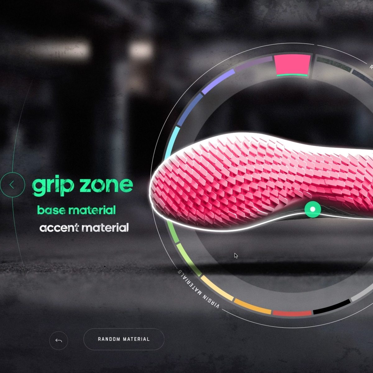 Capture of UI design concept for adidas Sport Infinity online shoe configurator