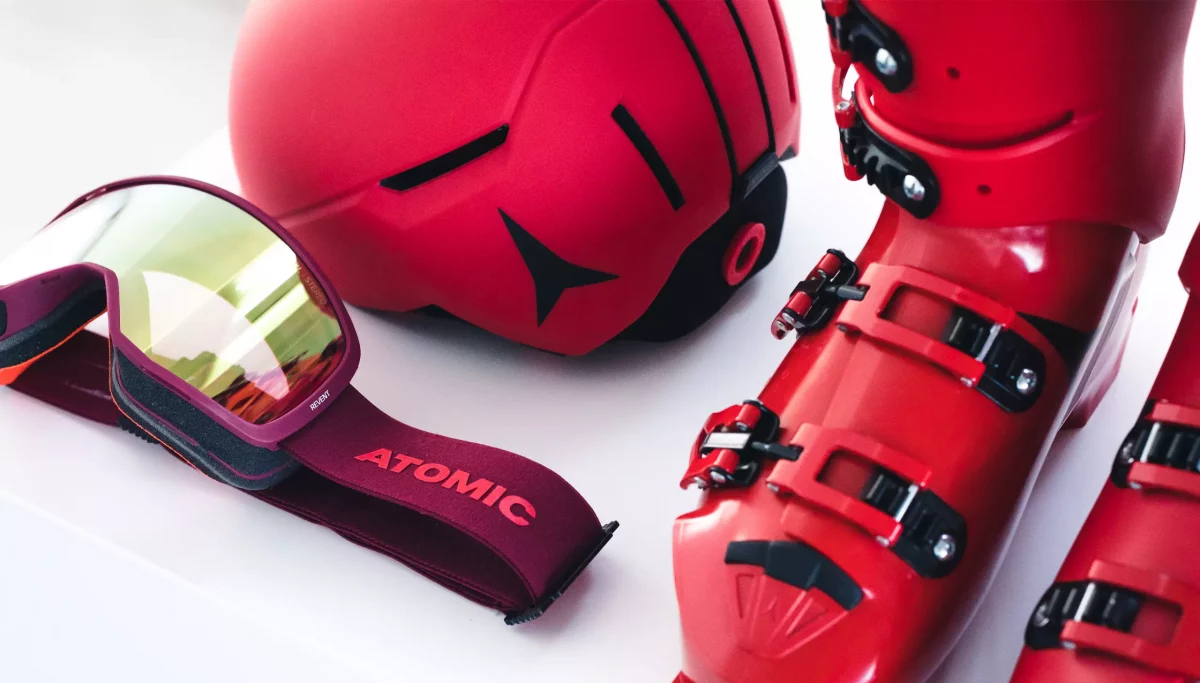 Atomic Redster products including Googles, Helmet and boot