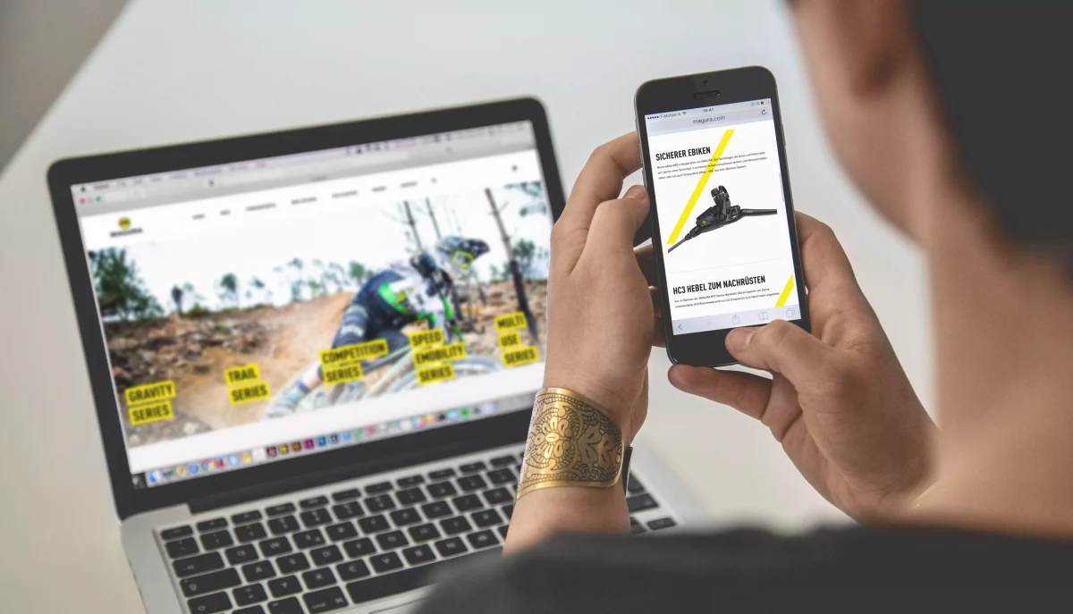 Relaunched Magura brand website on laptop and mobile