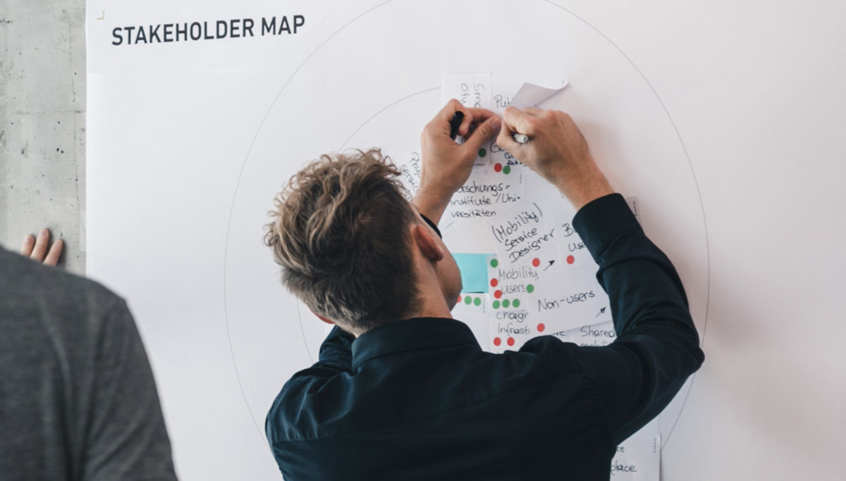 Markus Wechselberger drawing out the Mobility Stakeholder map