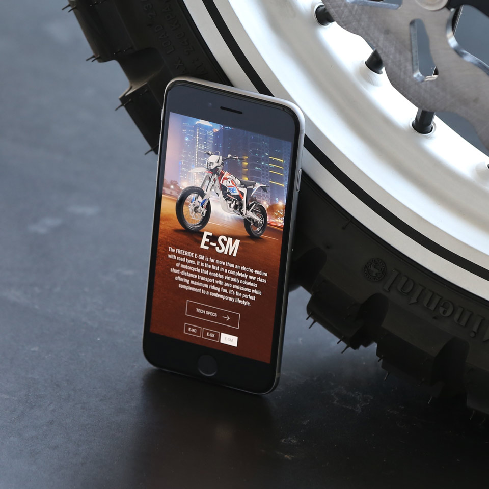 KTM website on a smart phone